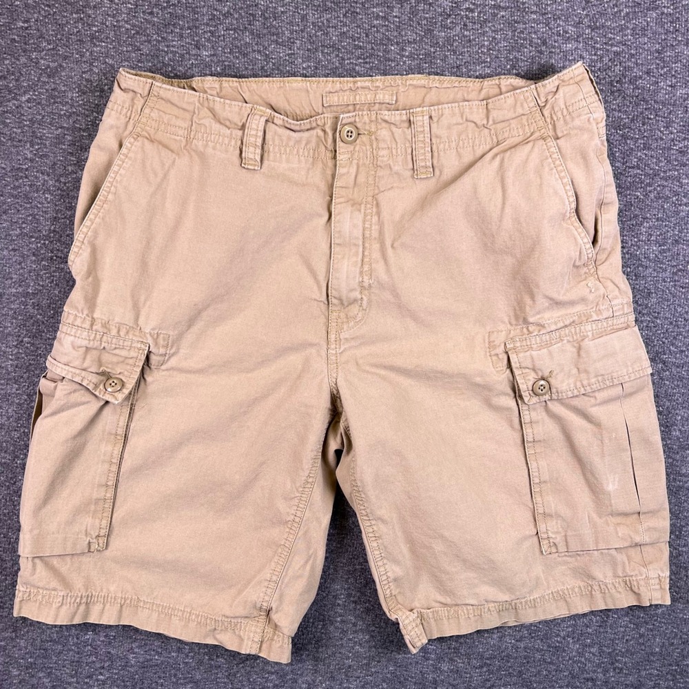 Nautica Cargo Shorts Mens‎ 33 Classic Fit Khaki Tan Adjustable Waist Fits35x10